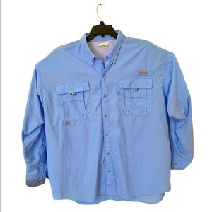 Mens Columbia PFG Blue Button Down Shirt XXL